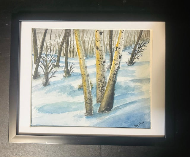 The Snowy Aspens   (water Color )