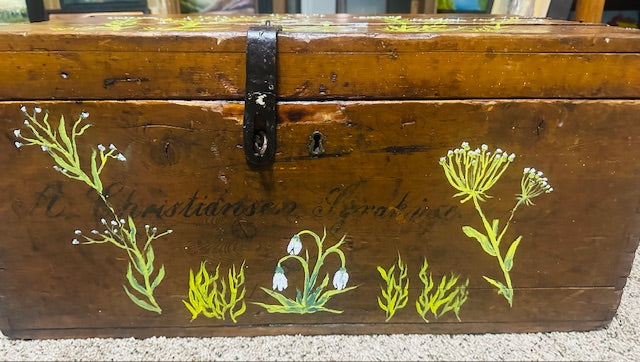 Wild Flowers Painted on Antique Champagne Crate