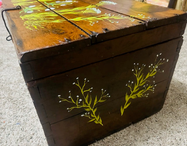 Wild Flowers Painted on Antique Champagne Crate