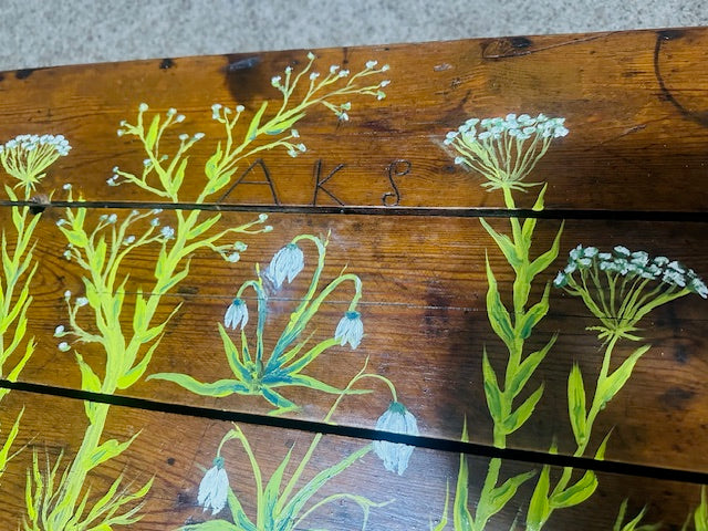 Wild Flowers Painted on Antique Champagne Crate