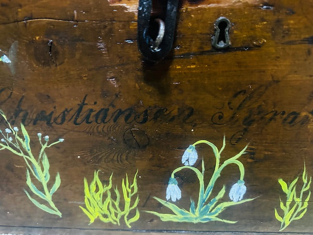 Wild Flowers Painted on Antique Champagne Crate